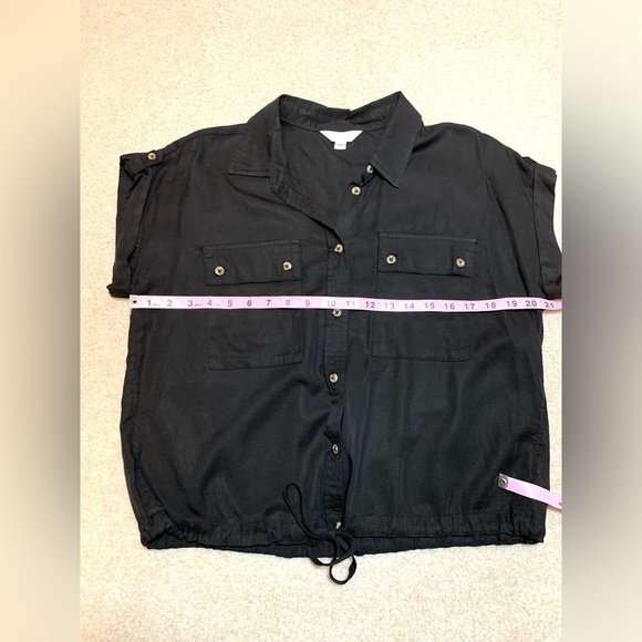 Time and Tru Black Button Down Shirt with Notched Collar Women Small Lyocell - Picture 4 of 5